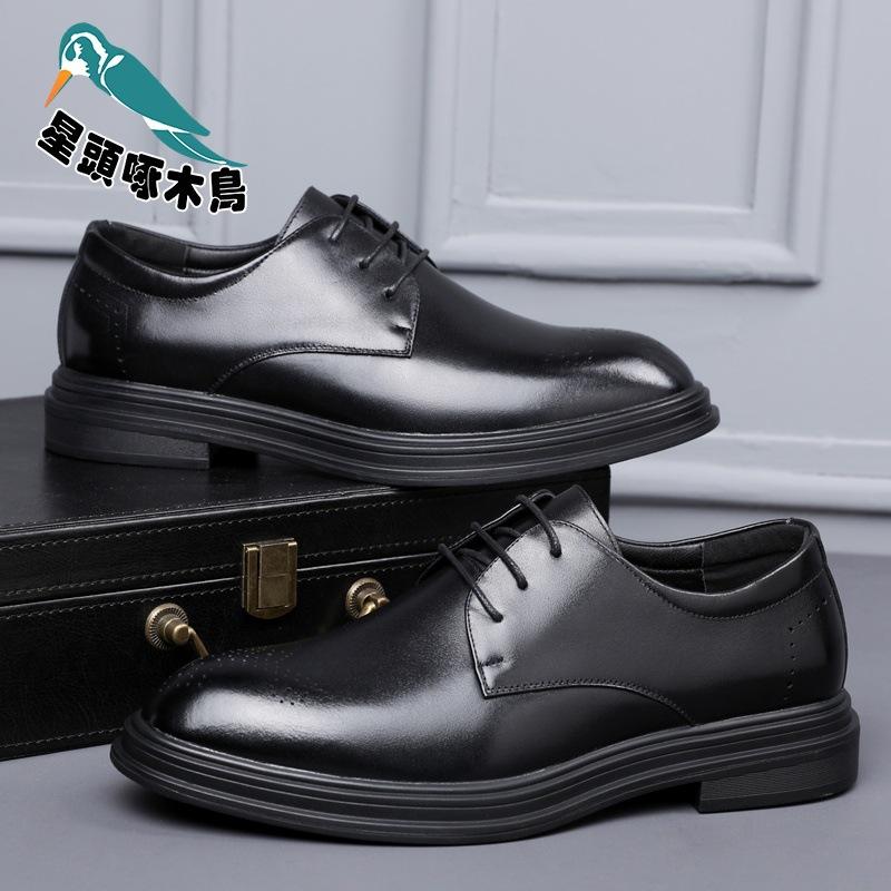 

2025 new fashion British Brock flower men s shoes autumn dress business casual leather shoes black 44