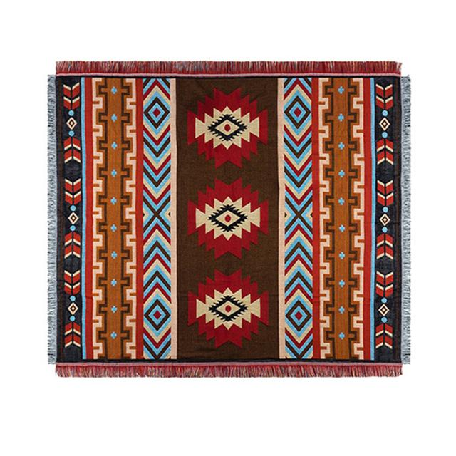 

Cotton Knitted Sofa Blanket Geometric Hanging Tapestry Turkish Blanket Bedroom Rug Soft Living Room Carpet Bedspread deken 90X90cm коричневий