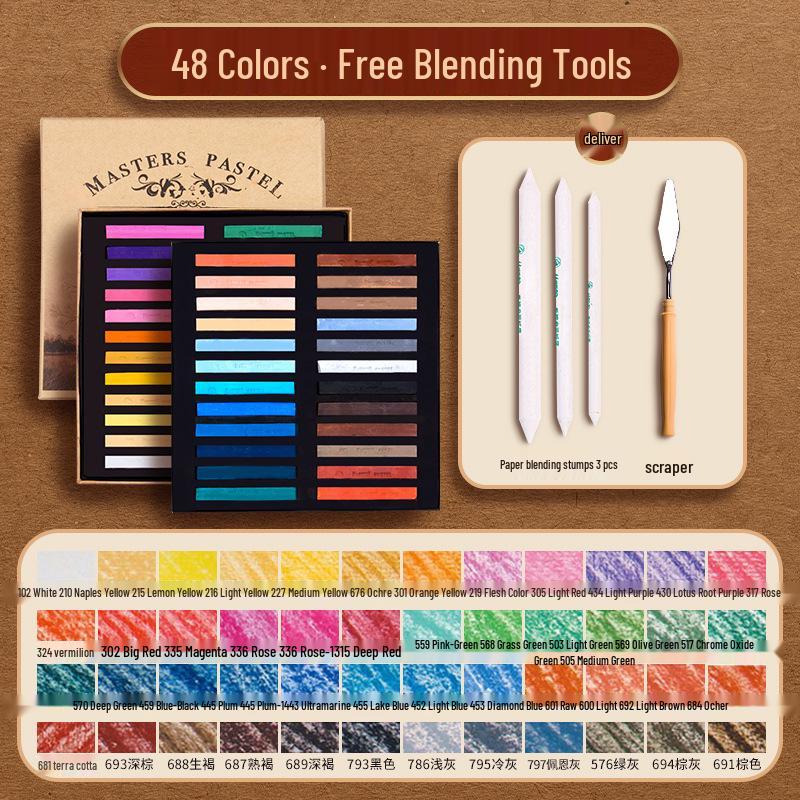 Mali Brand Pastel Chalk Set - 36 Colors Chalk Powder with Brushes for Beginners