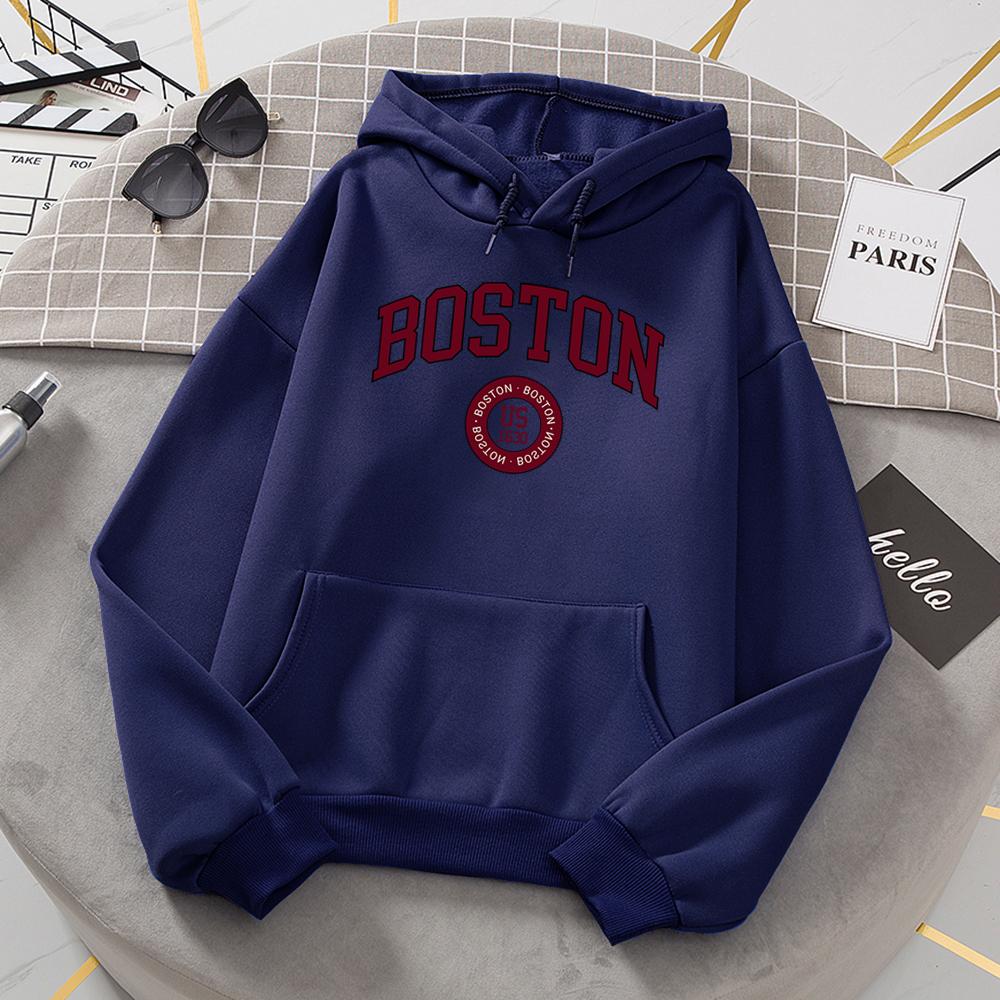 Boston City Us Gegründet 1630 Hoodies Frauen Warm Bequeme Pullover Mode Lässig Weibliche Mit Kapuze Basic Sweatshirt