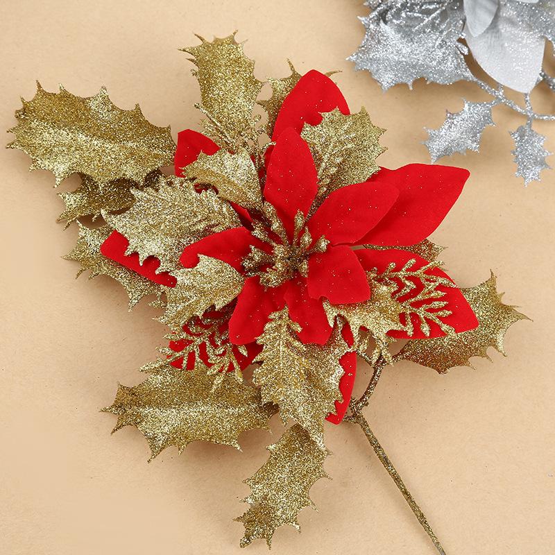 Christmas Decoration Supplies, Adhesive Powder, Hollow Out, Christmas Flower DIY, Christmas Tree Decoration, Decorat Props, Christmas Flower Branches