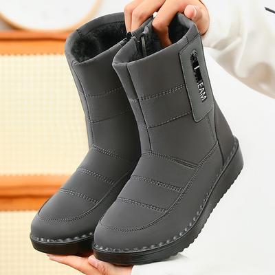 Womens Winter Warm Snow Boots With Side Zipper Waterproof Anti-Slip Faux Fur Lined Ankle Booties Shoes Comfortable Plush Lined Mid Calf Boot for Women