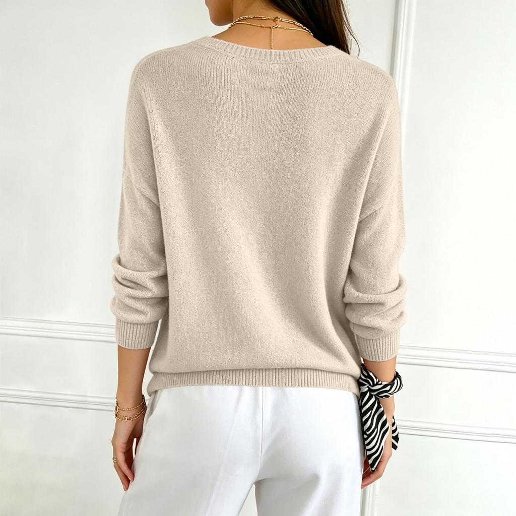 Dames Kleur V-hals Lange Mouwen Gebreide Trui Casual Basic Lichtgewicht Top voor Dagelijks Gebruik