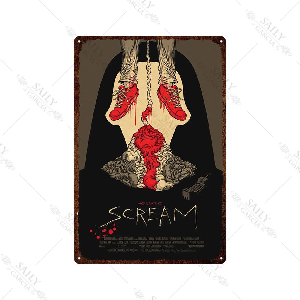 Scream Dead Horror Film Metal Tin Sign Posters Movies American Wall Art Metal Plates Man Cave Pub Bar Sign Metal Decor Plaques