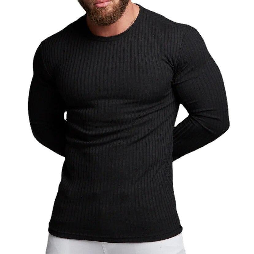 Vår Høst Mote Herre Tynne gensere Uformell rullehals Solid Pit Strip Slim Fit gensere Herre Turtleneck Pullover
