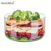 Stor Klar Glas Salladsskål - Modern Rund Design för Glass Tårta Frukt och Grönsaker Mikrovågs- och Diskmaskinsäker