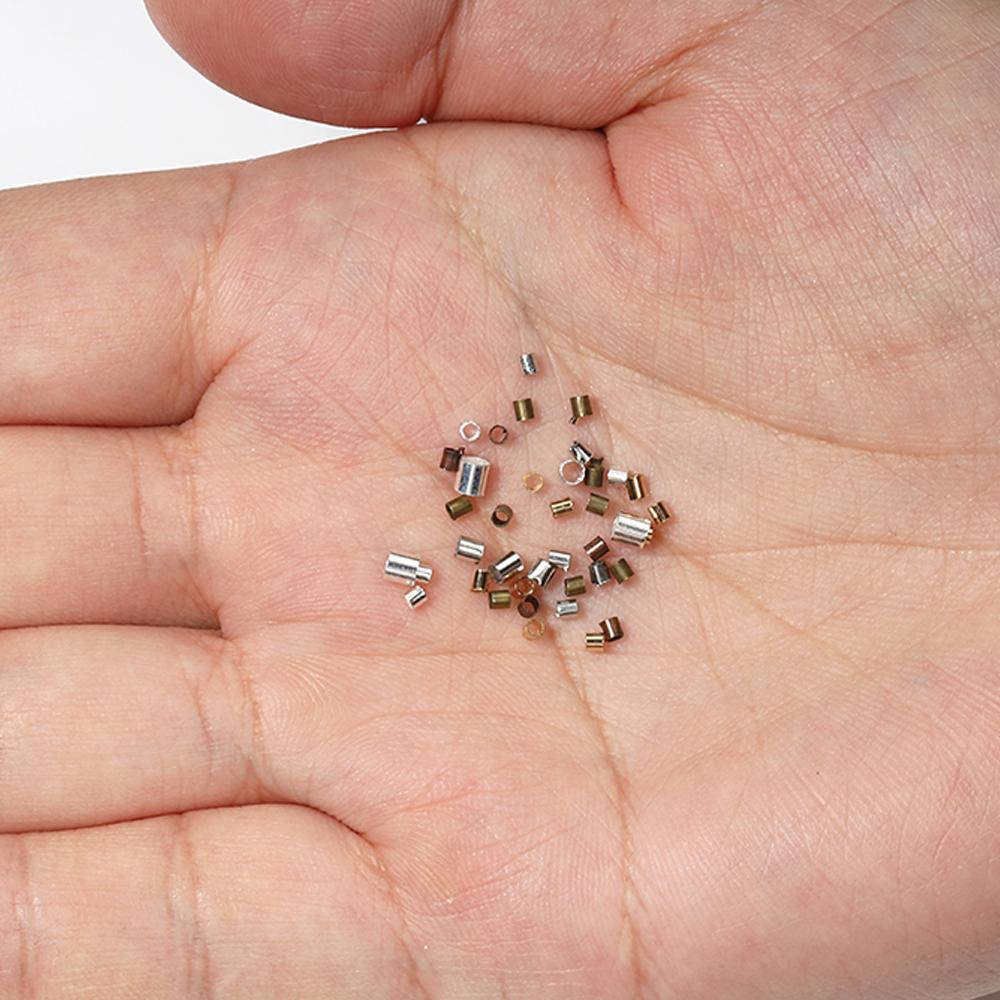 500pcs 1.5 2.0 2.5mm Tube Crimp End Beads Stopper Gold Copper Spacer Beads for Jewelry Making Findings DIY Supplies Necklace
