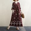 Kurzarm Plus Size Baumwolle Vintage Blumenmuster Neu in Kleidern für Damen lässig locker langes Sommerkleid