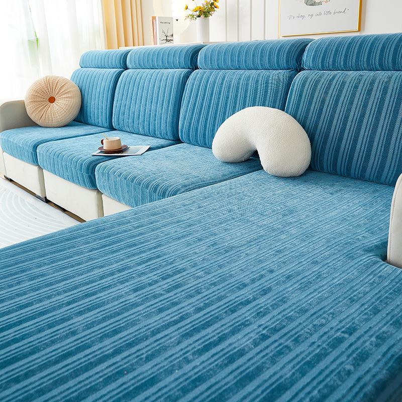 Nowoczesny Minimalistyczny Pokrowiec na Sofę z Chenille Jednolity Kolor Odporny na Zadrapania Pyłoszczelny Pokrowiec na Sofę Elastyczny Antypoślizgowy Uniwersalny na Cztery Pory Roku Pokrowiec na Sofę