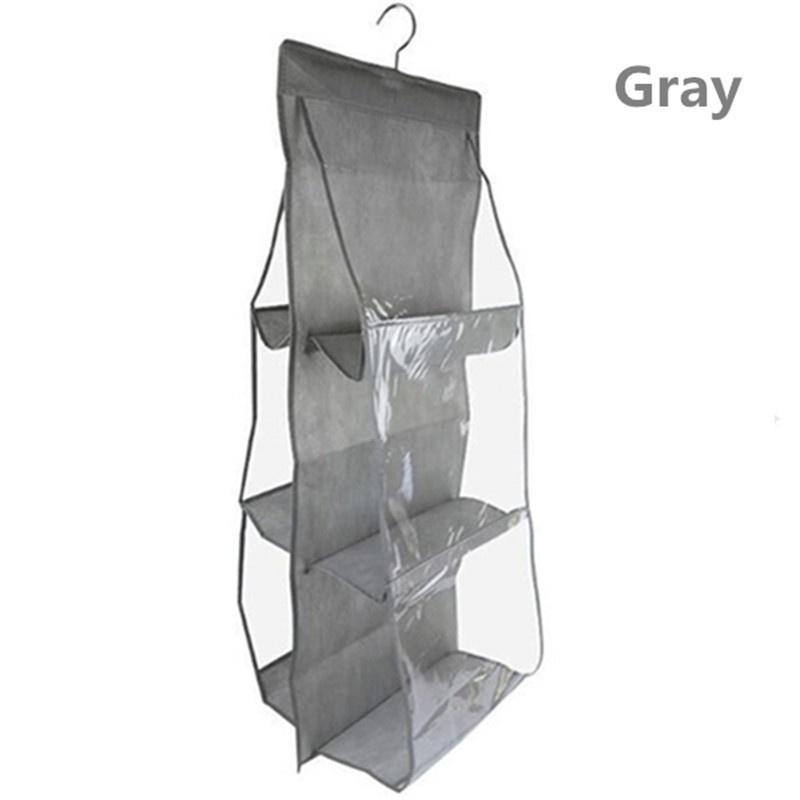 Double Side Transparent 6 Pocket Organizer Backpack Handbag Storage Bags Shoe Storage Bag Home Supplies Closet Rack Hangers