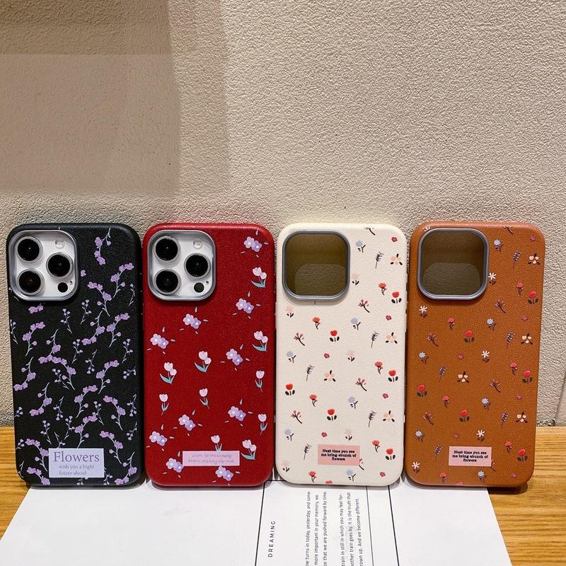 Hyunya Wind Small Floral Suitable for Samsung S26 Mobile Phone Case A17 Niche Advanced Leather Pattern S25plus Protective Case