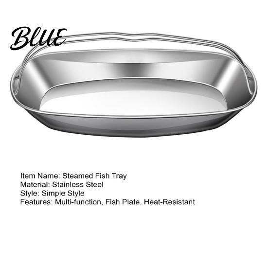 Large Capacity Fish Oval Cooking with Handles Ergonomic Plate Steaming Stainless Steel Steamer Pan Portable Serving Tray for Whole
