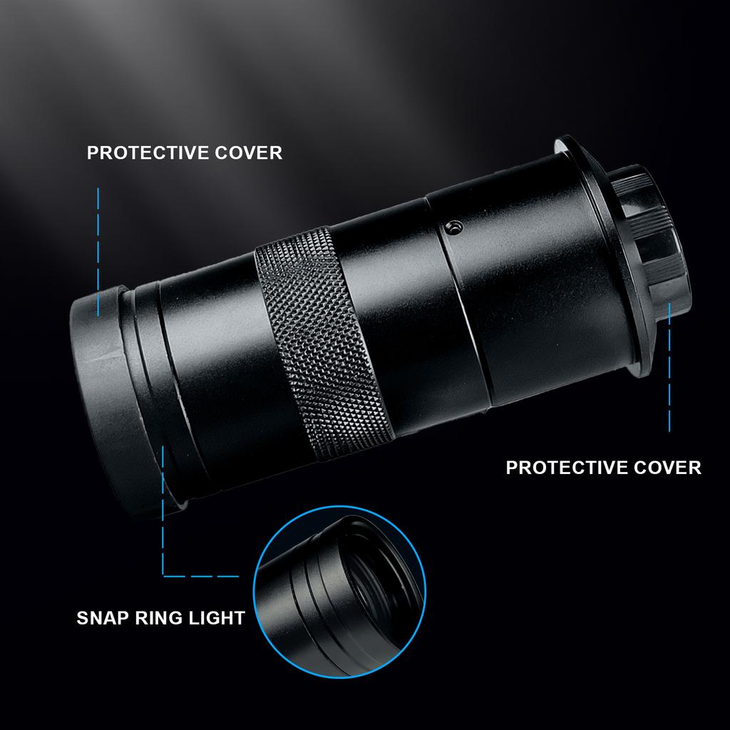 YIZHAN 130X 150X 180X Zoom C-Mount Lens Magnification Adjustable 25mm For Electron Video Microscope Accessories Monocular Camera