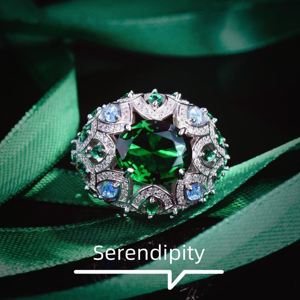 

Emerald Open Ring Glamorous Micro Pave Diamond Statement Jewelry for Party Wedding