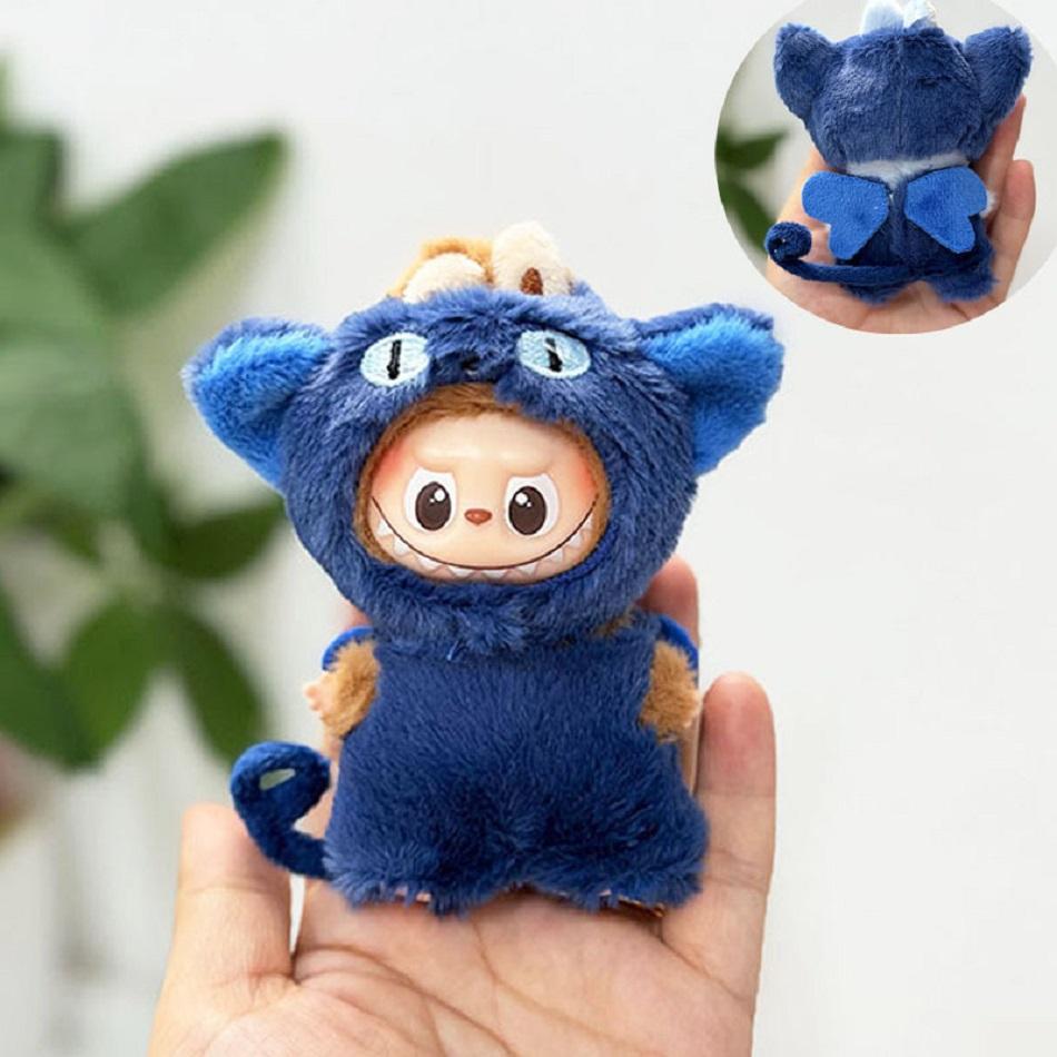 Für 10cm LABUBU4.0 Für Ropa Labubu Puppenkleidung Blaue Katze Zweiteiliges Set Kleines Tier Umhang Serie Umhang Accessoires Geschenk
