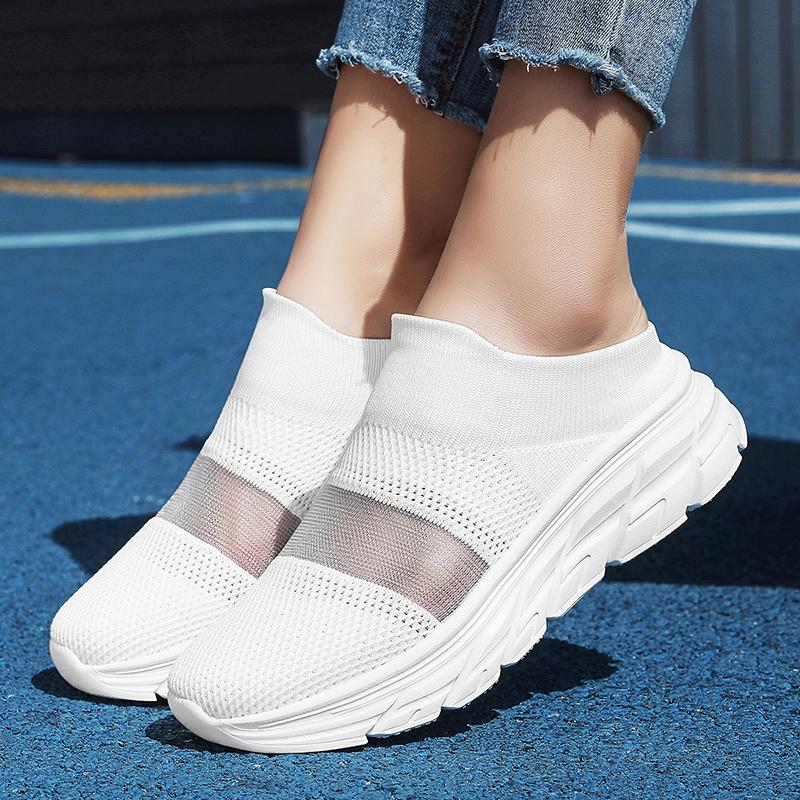 Women's Sandals Backless Walking Sneakers Summer Couple Slip On Mule Socks Shoes Closed Toe Slippers Men Clogs Over Sized