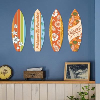 Ocean Theme Wooden Surfboard Wall Ornaments Retro Ocean Surfboard Decor For Summer Home Room