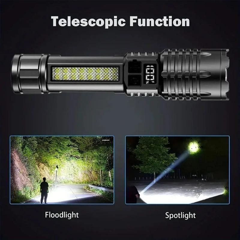 Portable Rechargeable Flashlight  Multi-Function Outdoor Specific LED Flashlight With COB Warning And Searchlight