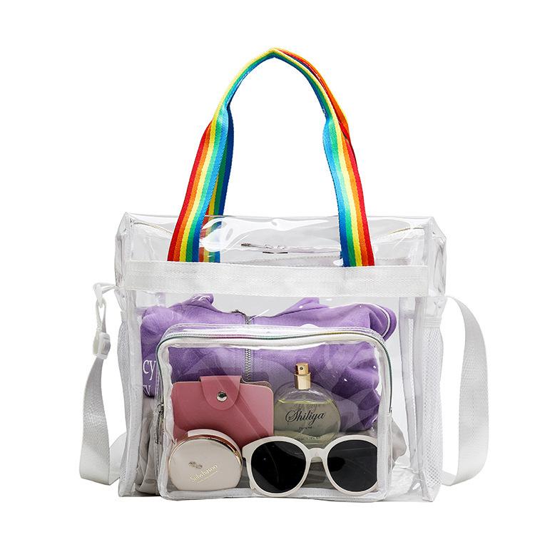 Women Clear Shoulder Bag Waterproof Transparent Tote Handbag Large Capacity Simple Satchel Bag Outdoor Swimming Bag 2025 New