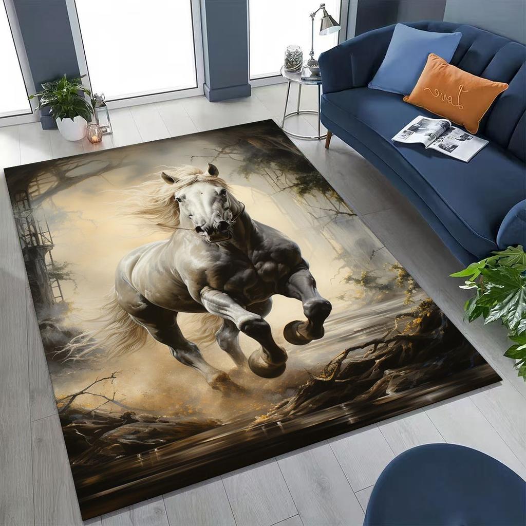 Traum Galopp Ross Pferd Mustang Cartoon Kunst Teppich Teppich für Schlafzimmer Wohnzimmer Sofa Haus Fußmatte Dekor, Kinder Rutschfeste Bodenmatte