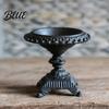 Carved Lace Basin Candle Stand Heavy Duty Cast Iron Holder Retro Candlestick Holders Handcrafted Rustic Tabletop Decor Metal Pillar for Dinner Home