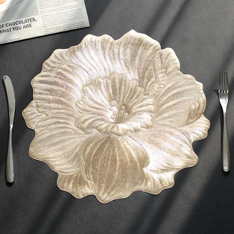 Lotus-Shaped Heat-Resistant and Washable Placemat Insulation PVC Place Mats Coasters Hotel Oil Proof Table Mats for Dining Table