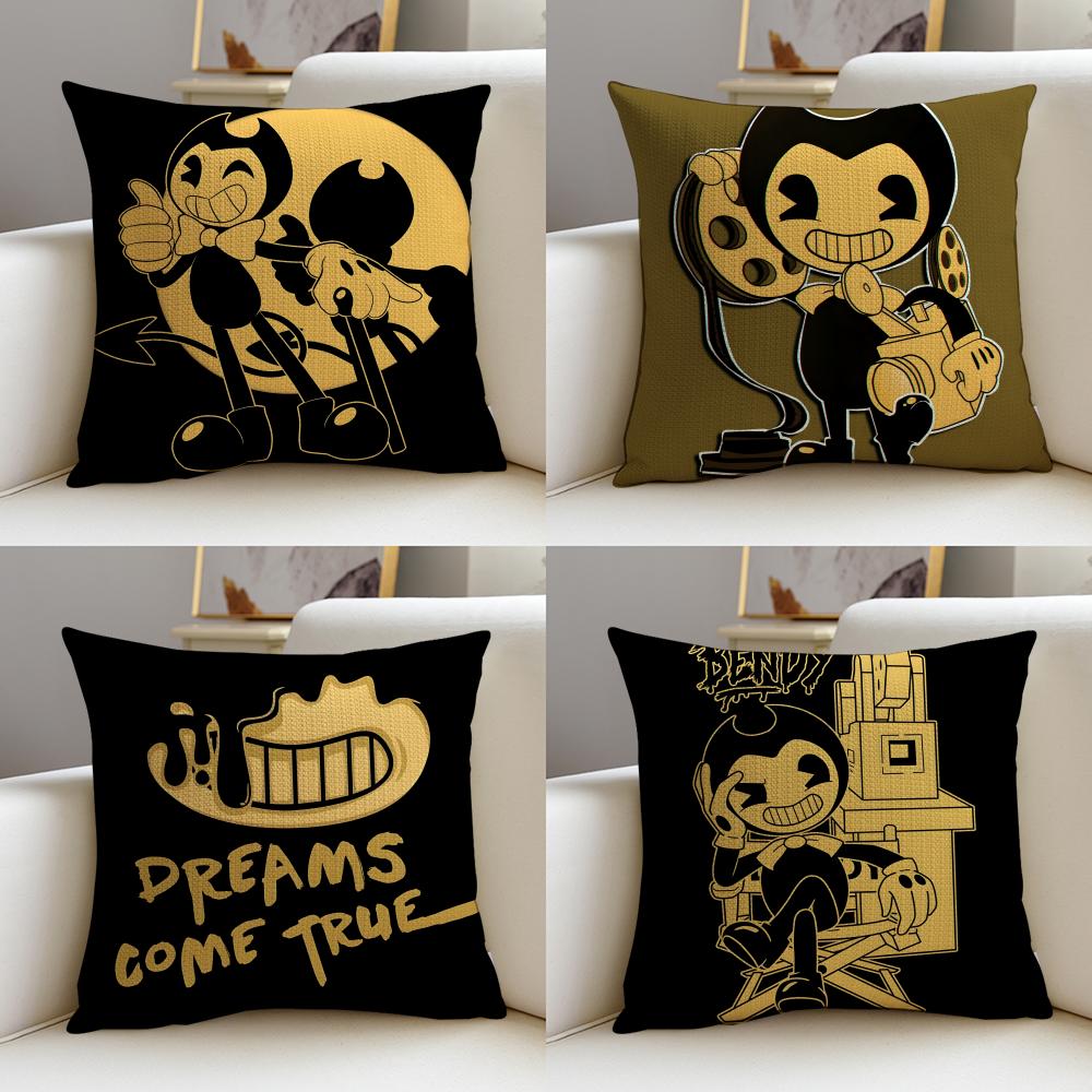 BBendy and the Ink MachineS Cushion Cover Breathable and Skinfriendly Linen Pillowcase Square Removable and Washable Cushion