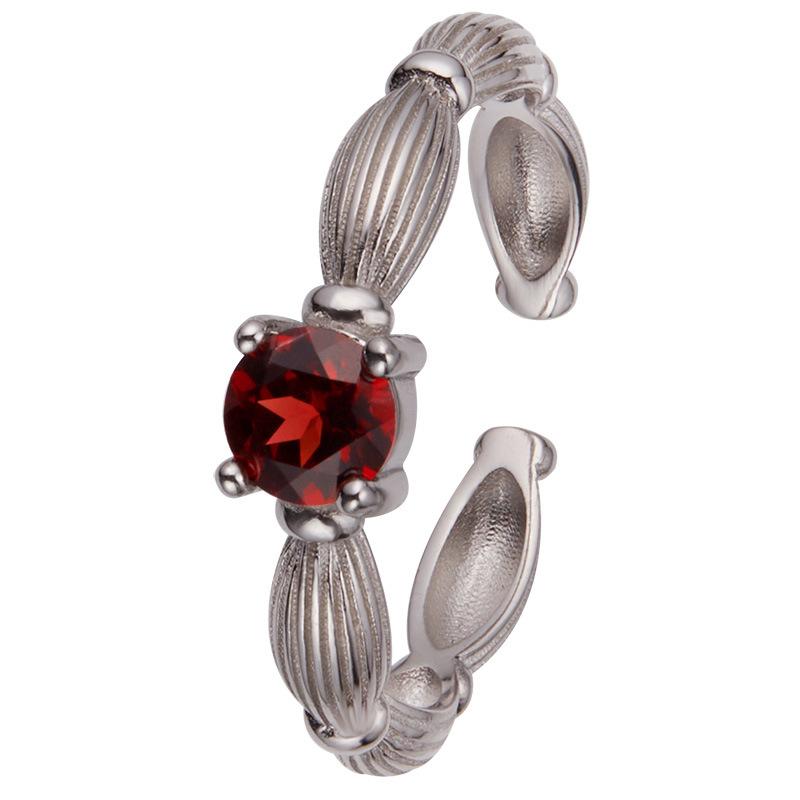 Natural Gemstone Topaz Garnet Olivine Colored Treasure Ring Women'S S925 Sterling Silver Lotus Root Section Index Finger Ring
