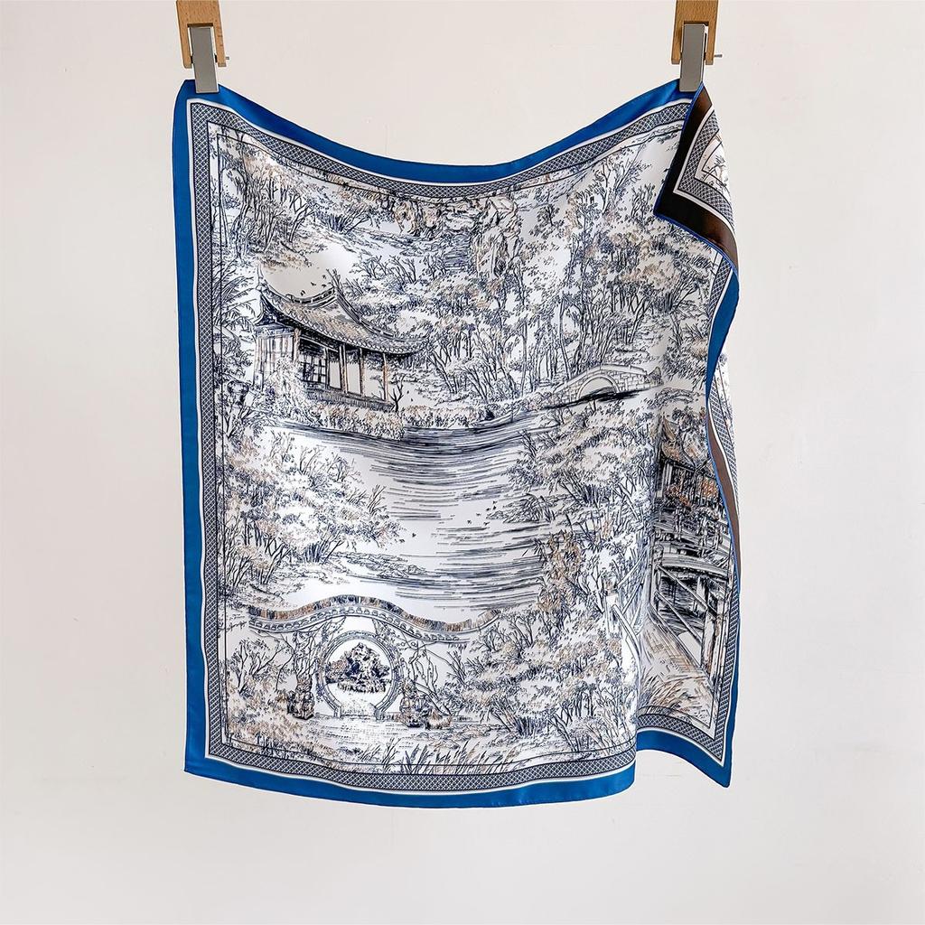 New double-sided silk scarf splicing fashion new versatile neck professional scarf popular recommendation trend