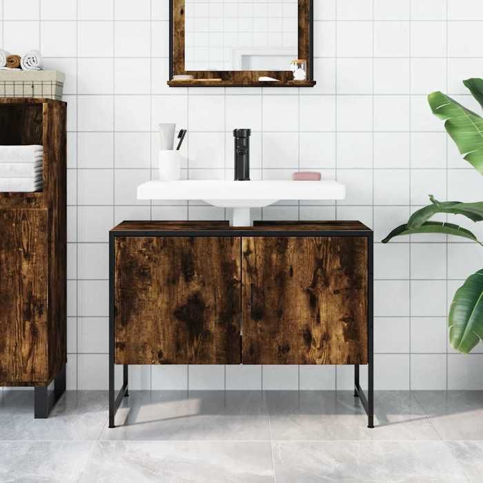 VidaXL Armoire Lavabo de Salle de Bain, Placard sous Vasque avec Porte, Meuble de Rangement, Organisateur de Toilette 842463