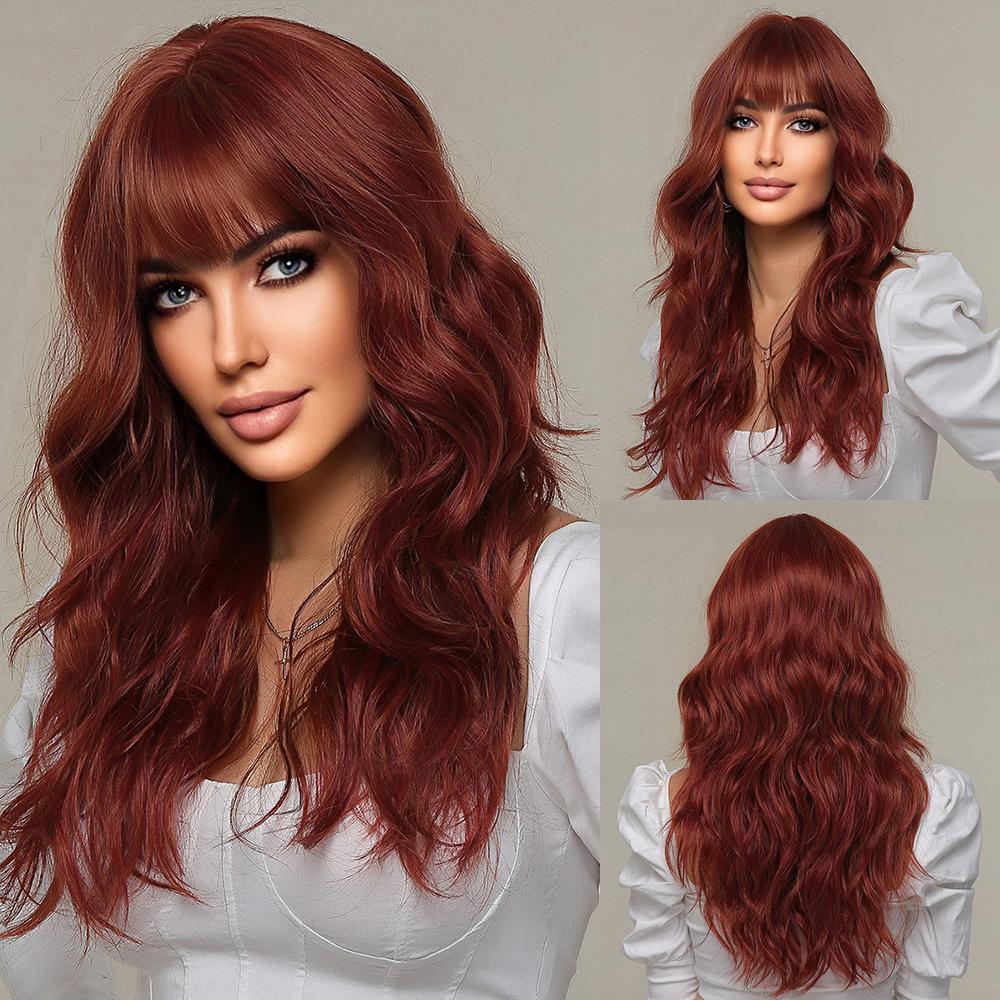 BLONDE UNICORN Long Wavy Curly Wigs Light Golden Brown Synthetic Wig with Bangs for Women Daily Cosplay Heat Resistant …