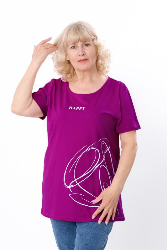 

Жіноча бавовняна футболка джерсі великого розміру – Стильний принт і зручна посадка, Літо, 8200-001-33 HC 4XL фуксія