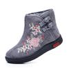 Bottes hautes brodées: Chaussures chaudes, antidérapantes et à semelles souples en coton pour personnes âgées - Style ethnique, parfaites pour l'hiver