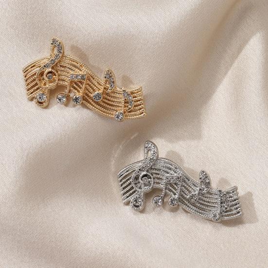 Music Score Brooch Pin for Women, Rhinestones Inlaid Lapel Pin, Brooch Versatile Accessory for Sweaters Collars Hats Bags Coats Scarves