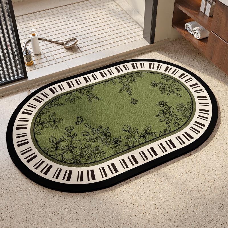 Diatom Mud Quick-Dry Non-Slip Bathroom Mat: French Style, Water Absorbing, Dirt Resistant, Easy Clean.