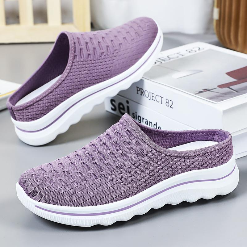 Mode Damen Mesh Schuhe Sommer Baotou Halbschuhe Bequeme Walking Flats Atmungsaktive Freizeitschuhe für Damen Slipper Zapatos Mujer
