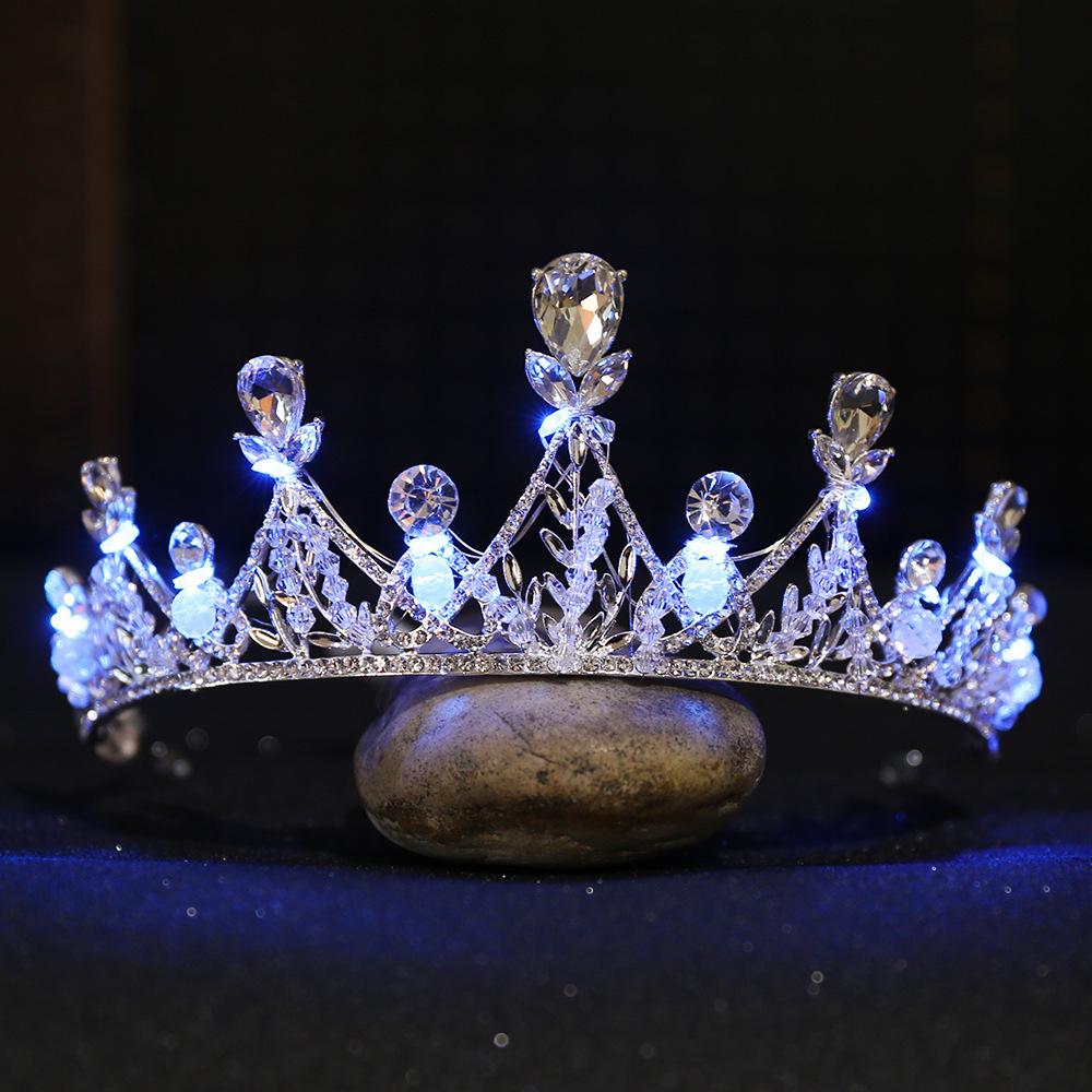 

Бриллиантовая свадебная праздничная повязка на голову, бусины ручной работы с каплями воды, обернутые светодиодной подсветкой, светящаяся свадебная корона из сплава