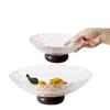 Vintage Glass Fruit Bowl with Wooden Base - Modern Home Coffee Table Snack & Dried Fruit Plate, Personalized & Exquisite Design