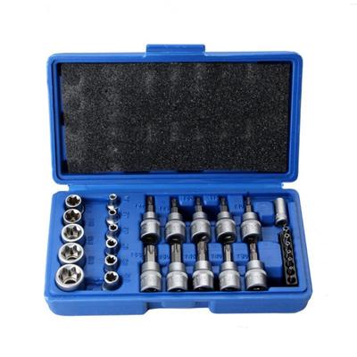 YWHWLX Torx Socket Torx Bit Bits for Star Torx Screw Bit Special Tool with Storage Box 29-Piece E&T Set, Flower, Star, 1/4", 3/8", 1/2", Sockets,