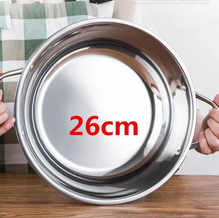 24-40cm Edelstahl 1,5mm Dicke Doppelohr Suppenkocher Hot Pot Twin geteiltes Kochgeschirr Zuhause Küche rund Induktionskocher