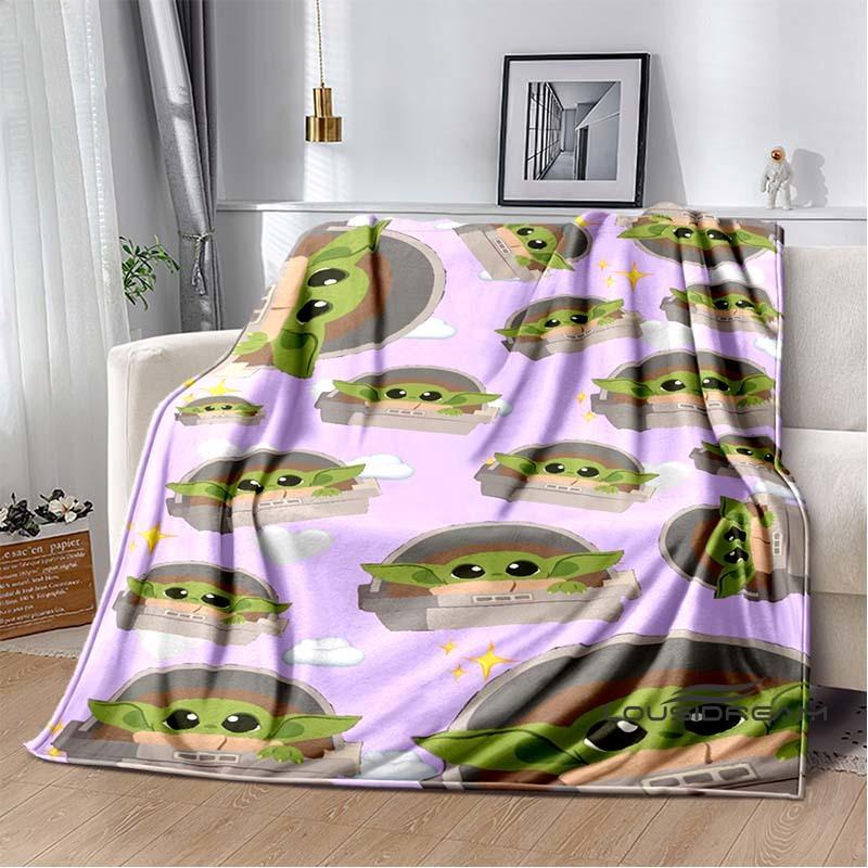 Kawaii Yoda Flannel Blanket Is Soft and Warm, Suitable for Bedrooms, Living Rooms, Bedside Tables, Travel, Picnics, and Other