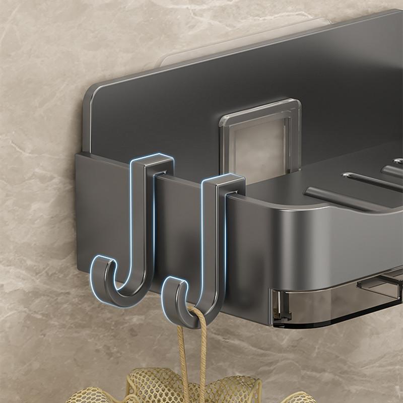 ABS Soap Tray Box Soap Holder Without Drilling Bathroom Soap Dish With Drain Water Wall Soap Dish Organizer Bathroom Accessories