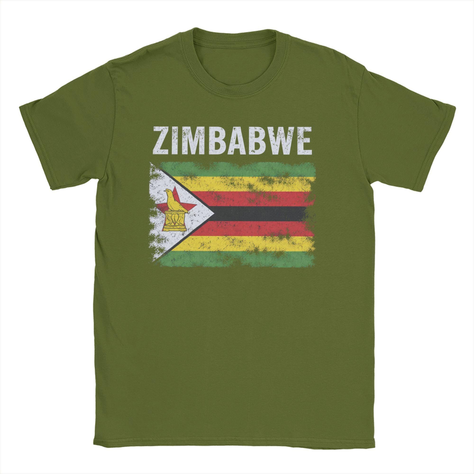 

Unisex Women Zimbabwe Flag T Shirt Pure Cotton Clothes Vintage Short Sleeve Crewneck Tees Classic TShirt S