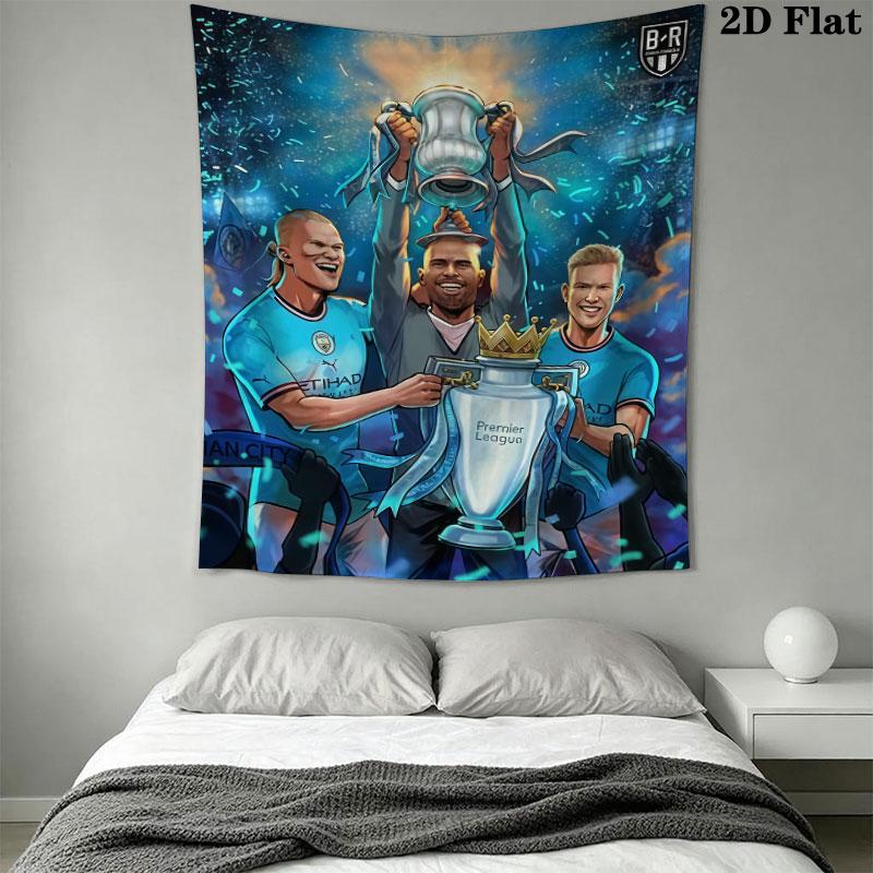 Royal MCFC CrownWall Hanging Printed Fabric Blanket Decorative Tapestries for Bedroom Living Room Home Decor