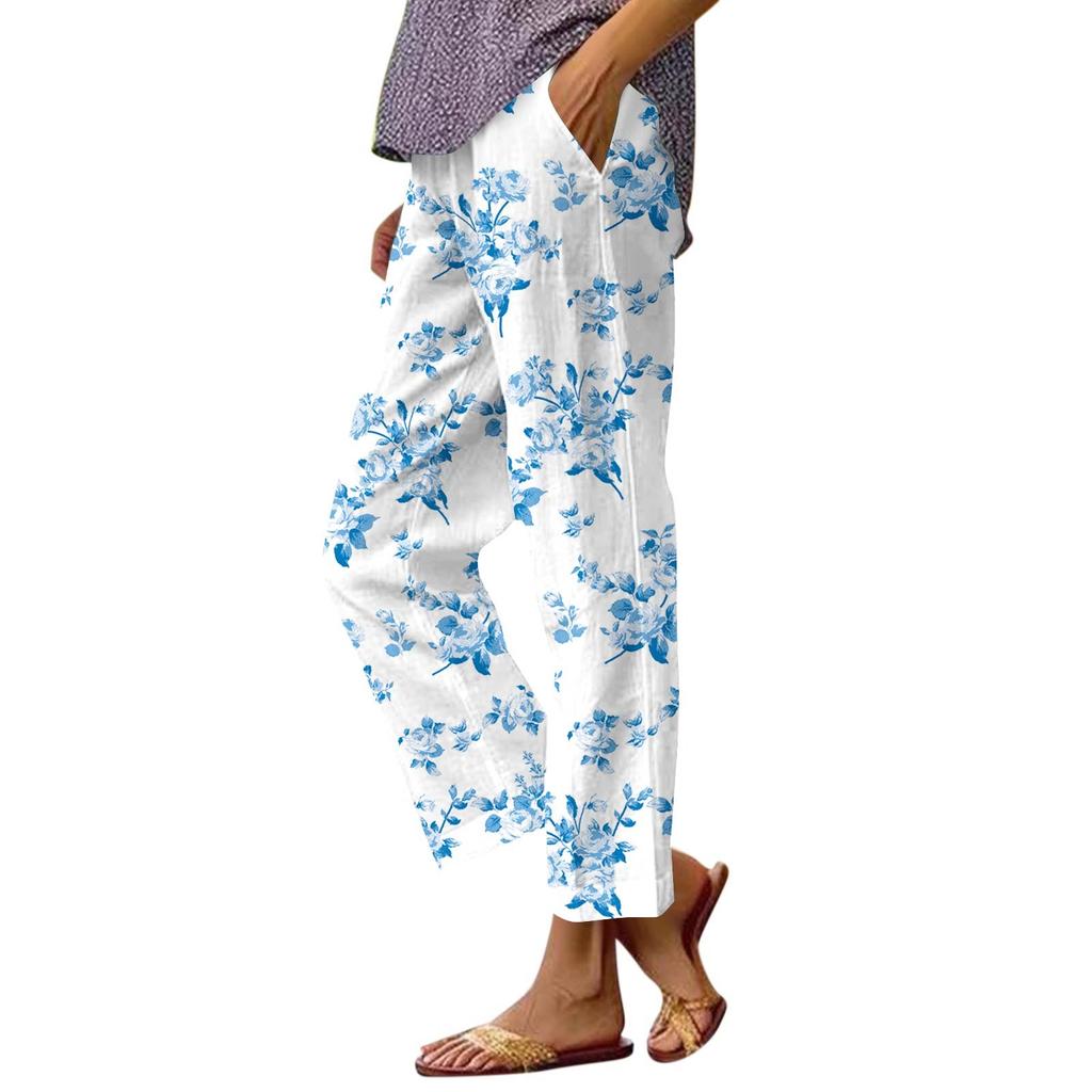 Women's Casual Fashion Printed Straight Leg Pants Pants With Pockets