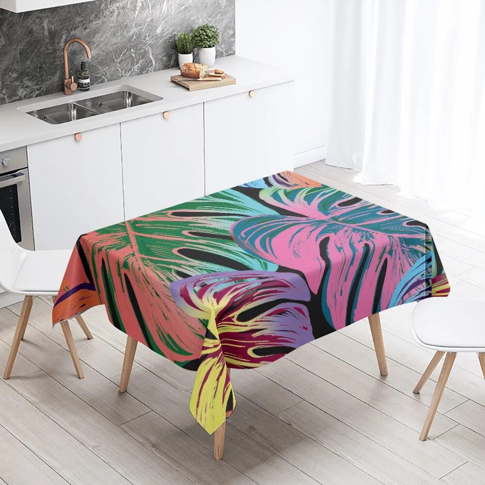 Psychedelic Colorful Leaf Tablecloth Rectangle  Wedding Party Decoration Restaurant Table Kitchen Home Decor
