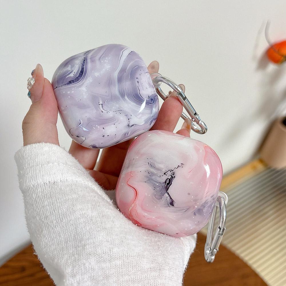 Gloss Marble Texture Headphone Case For Samsung Galaxy Buds Live Buds FE Buds 2 Pro Cute Earphone Cover Funda
