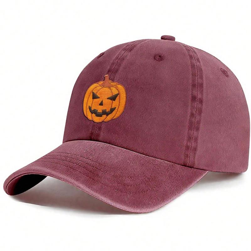 1pc Fashion Cool Pumpkin Embroidery Baseball Cap, Funny Embroidered Trucker Flatbill Hat, Halloween Gifts For Men Women