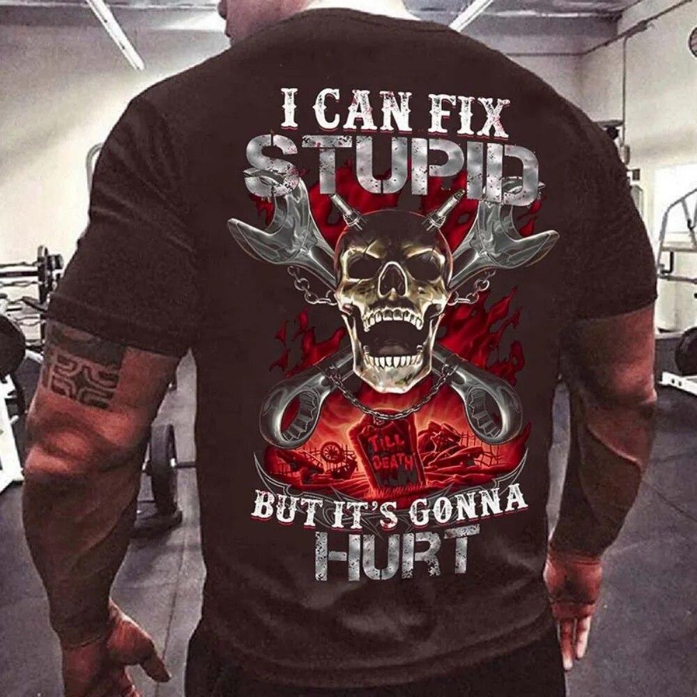 Fashion Horror Skull 3d Print Men's T-shirt Summer Classic Casual O Neck Short Sleeve Loose Oversized Tops Tee Shirt Men Clothes