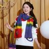 Knitted Scarf for Women in Autumn and Winter Warm and Thickened  Student Color Matching Cartoon Christmas Mohair Bear Scarf